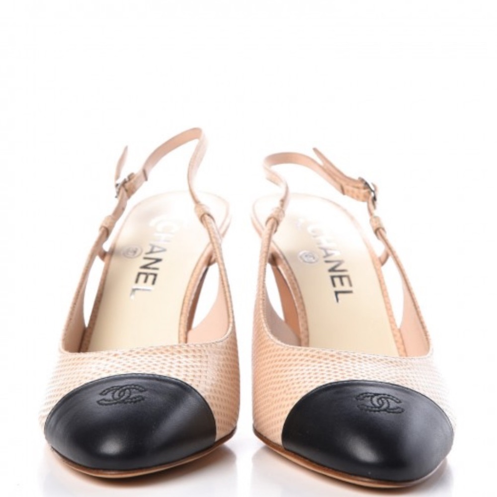 Chanel lizard slingback pumps